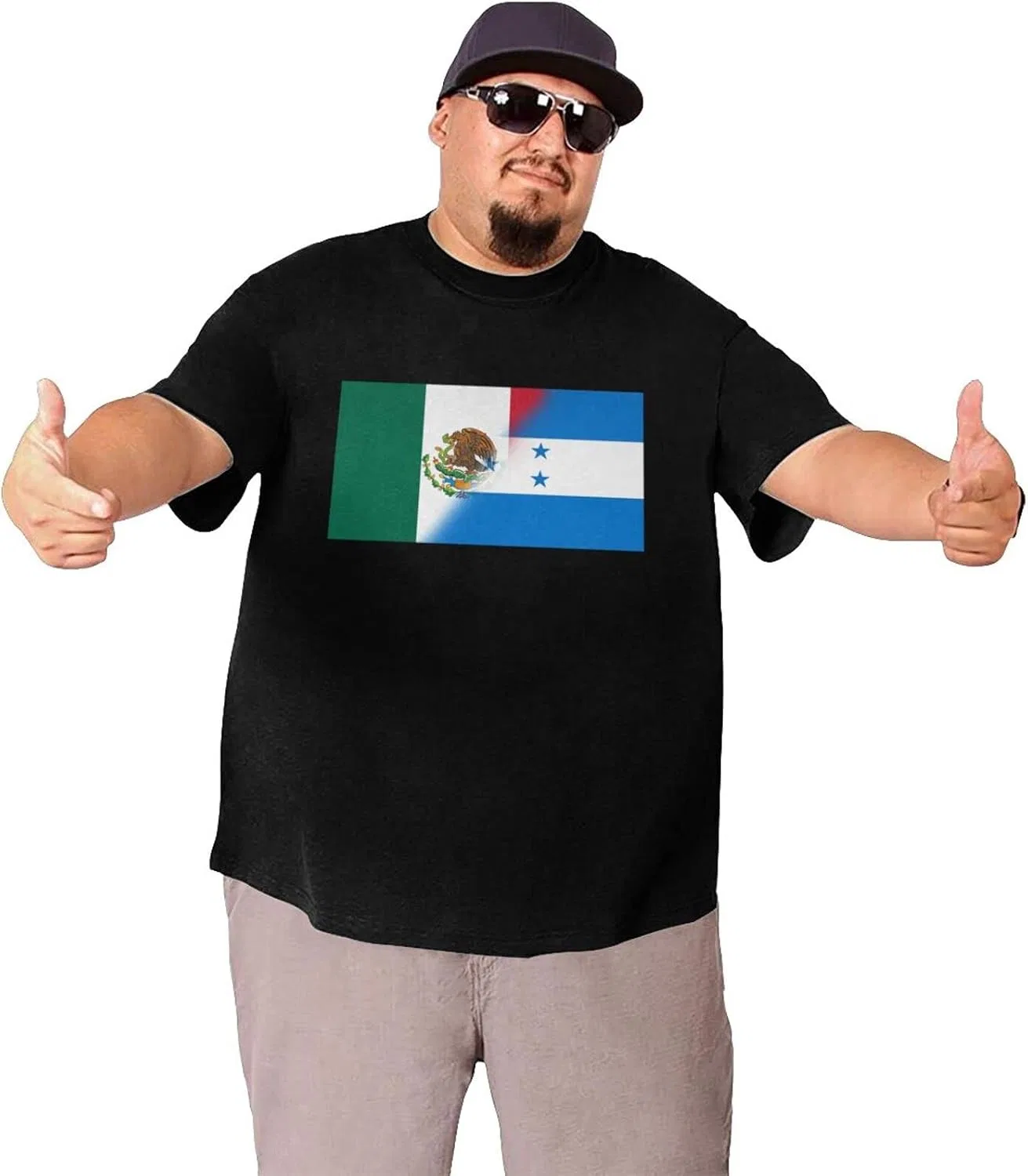 Мужская футболка с принтом Regular Fit Generic, Half Mexico Half Honduras Flag — фото 3