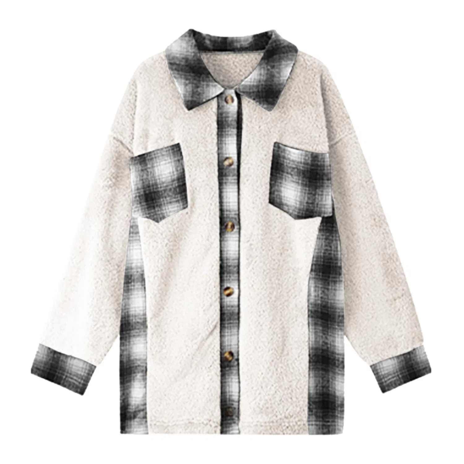 Женское шотландское пальто с лацканами, однобортное, из флиса, модель Scottish Short Jacket, White — фото 2