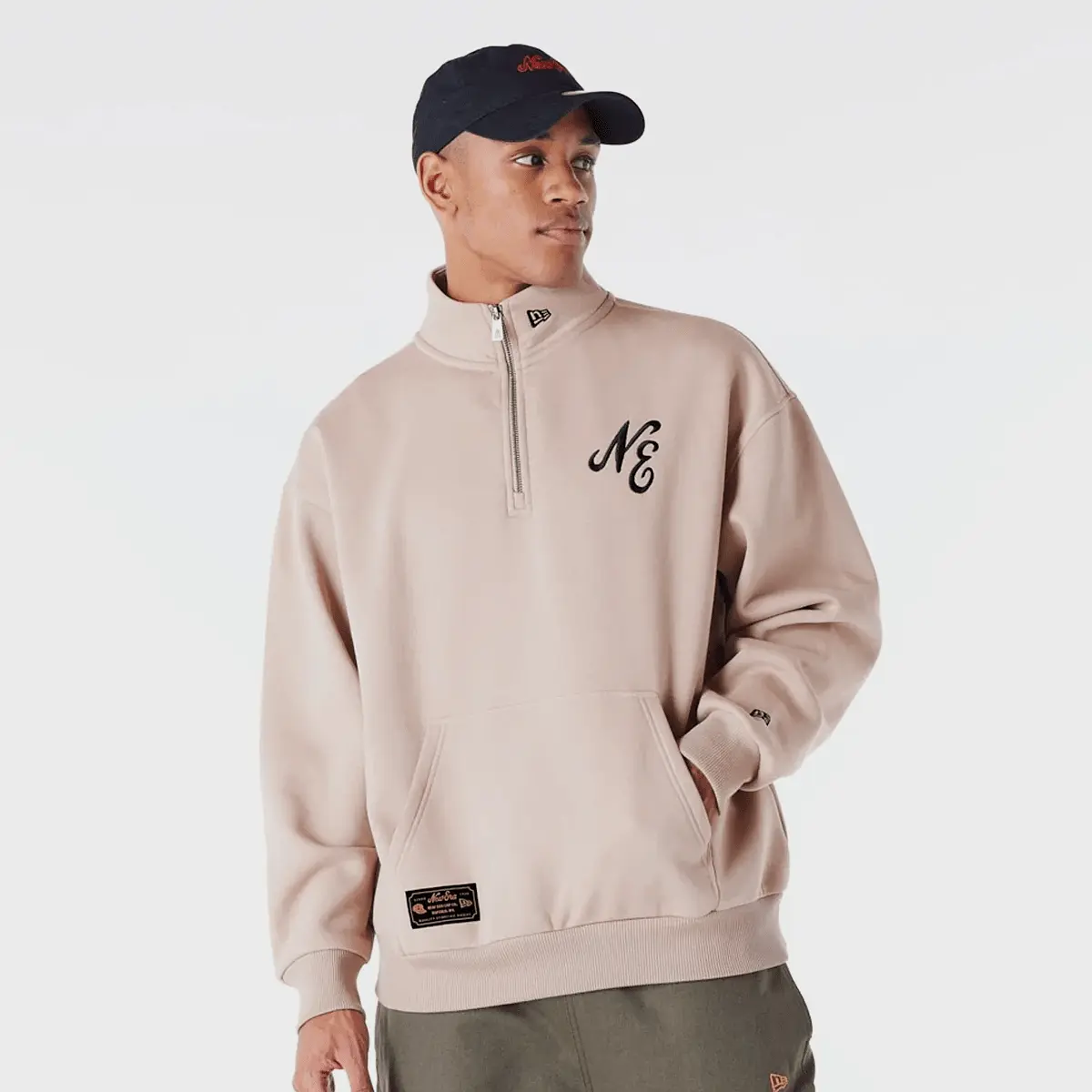 

Свитер New Era Lifestyle Quarter Zip Sweater, бежевый