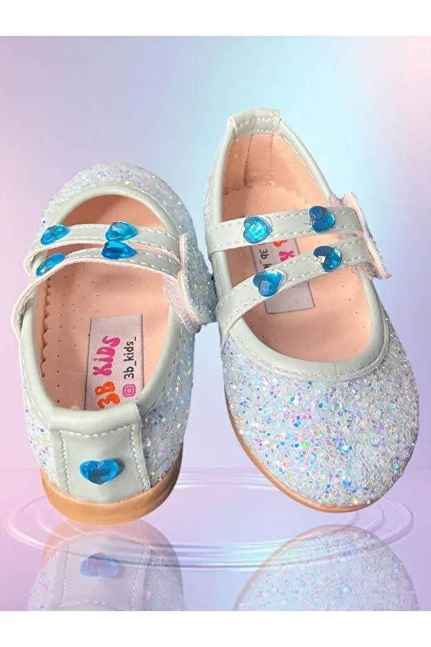 Детские балетки для девочек с принтом Broken Special Design Stone Heart Detail Circuit 3B Kids, Blue — фото 3