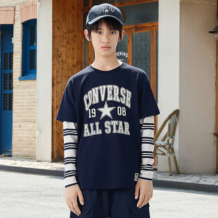 Детская футболка с принтом Converse, Navy — фото 3