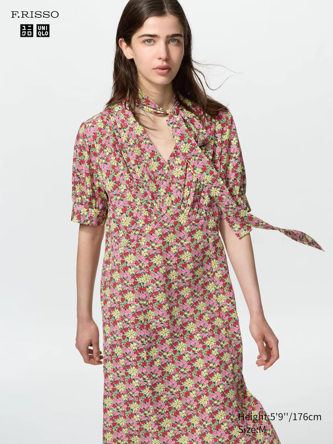 Платье Uniqlo, женское, с бантом, красный
