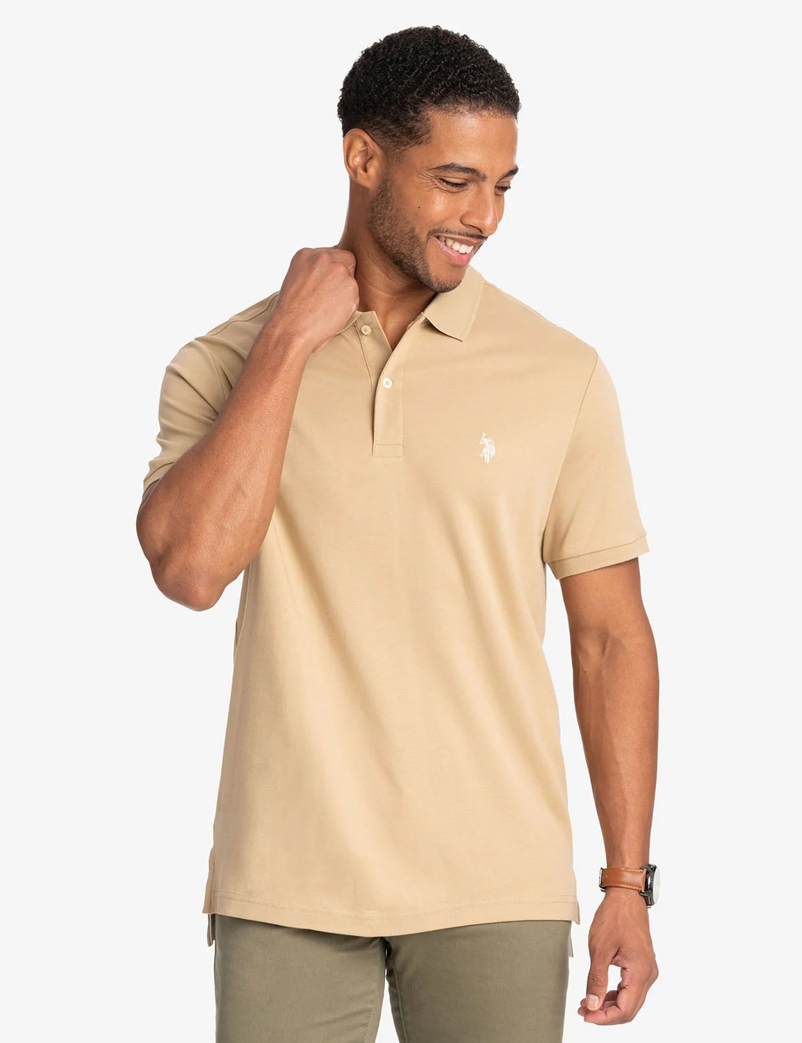 

Футболка поло U.S. Polo Assn. Solid Interlock, бежевый