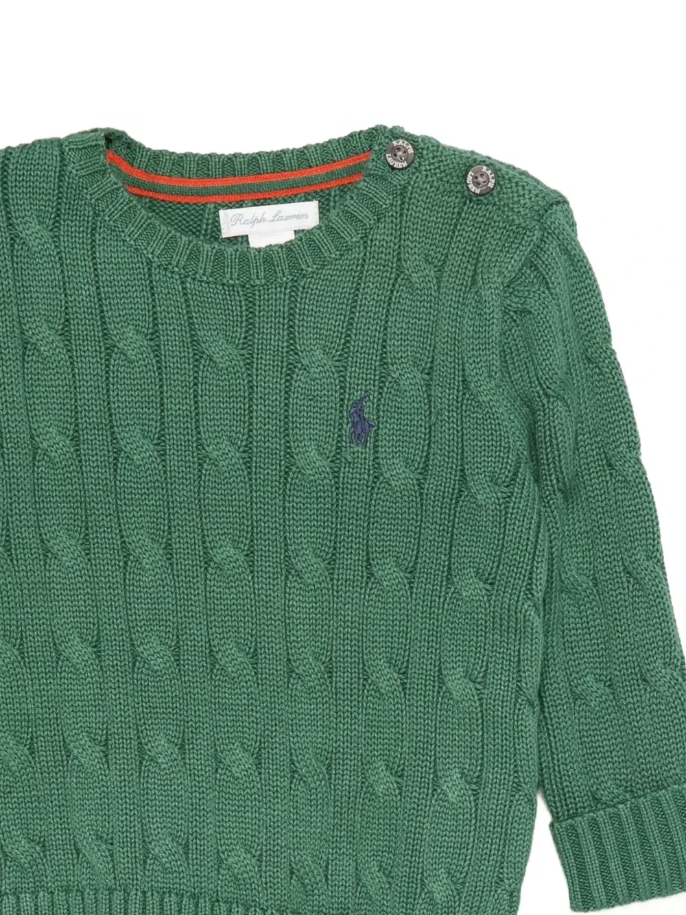 Вязаный свитер с пуговицами POLO RALPH LAUREN KIDS, зеленый — фото 3