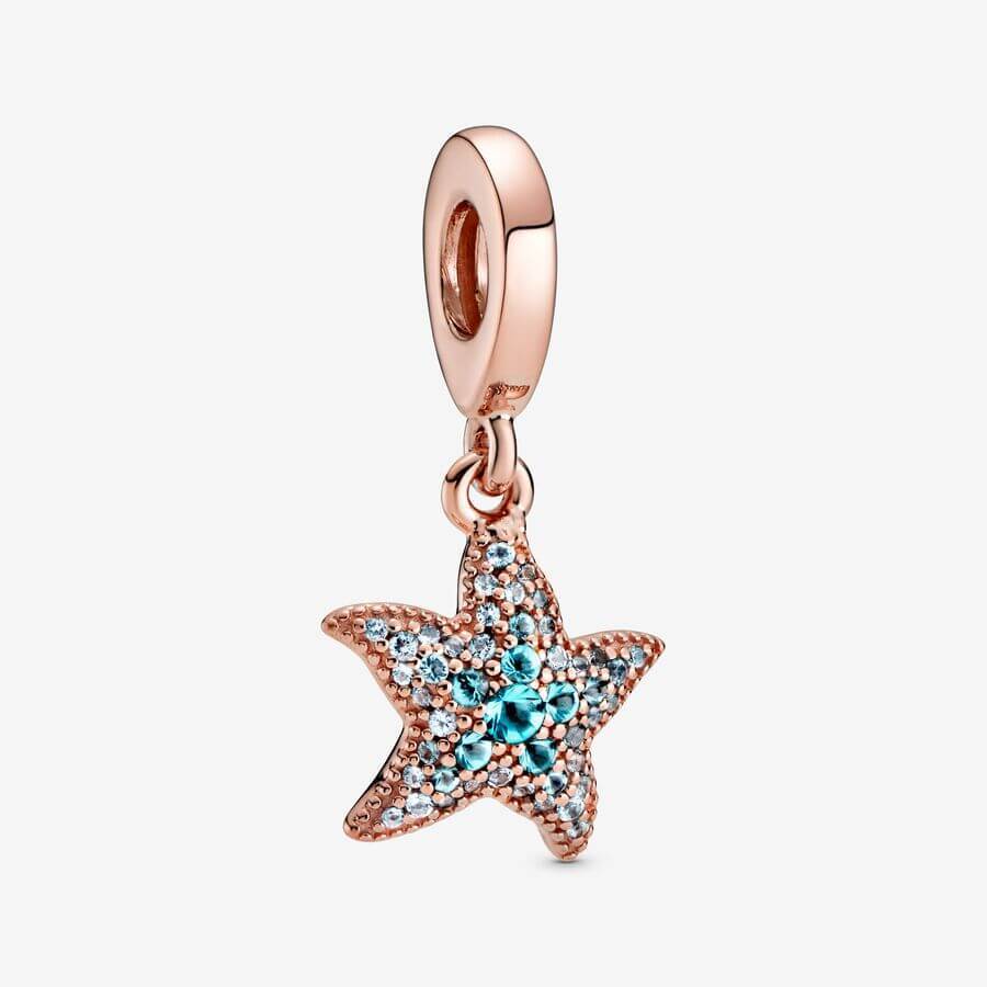 

Шарм-подвеска Pandora Moments Sparkling Starfish, розовое золото/сине-зеленый