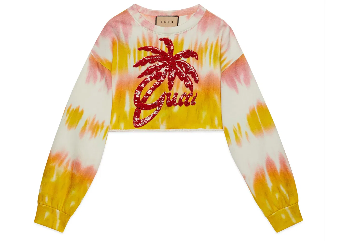 Женский свитшот с принтом Tie Dye Gucci, Yello Pink White