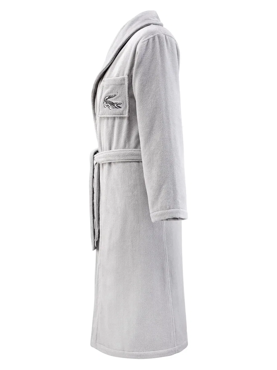 Длинный банный халат LACOSTE LRENE, с печатью логотипа, светло-серый — фото 4