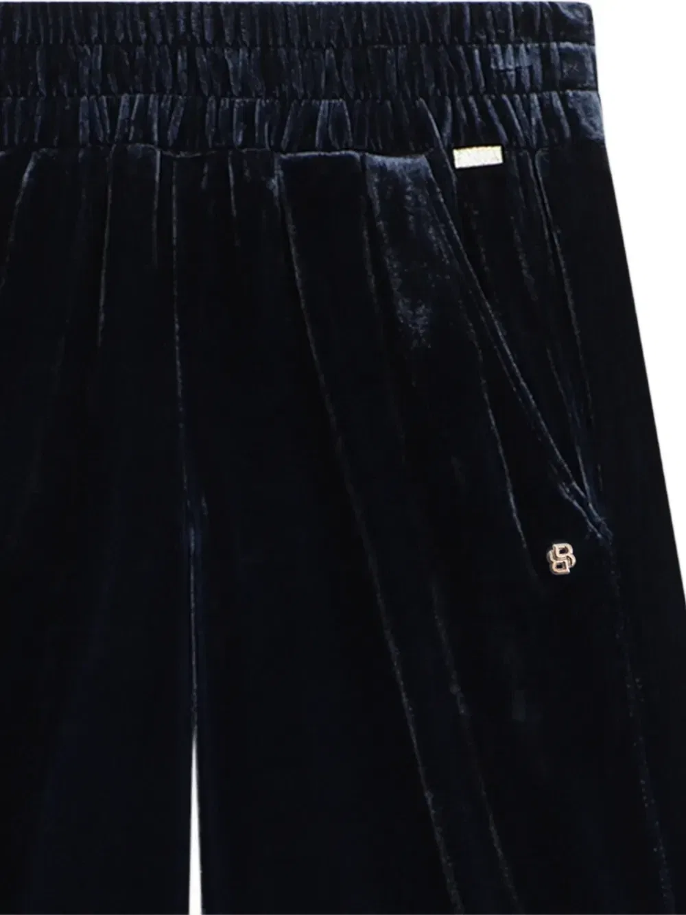 Бархатные брюки широкого кроя Boss Kidswear, синий — фото 3