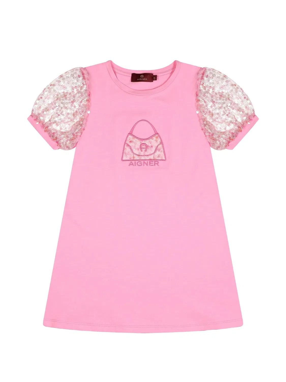 Платье с объемным рукавами и пайетками Aigner Kids, розовый