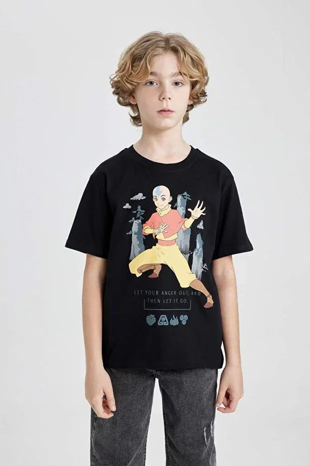 Детская футболка для мальчиков с принтом Boy'S avatar the last airbender crew neck short sleeve t-shirt c0381a824sm Defacto, Black Bk81