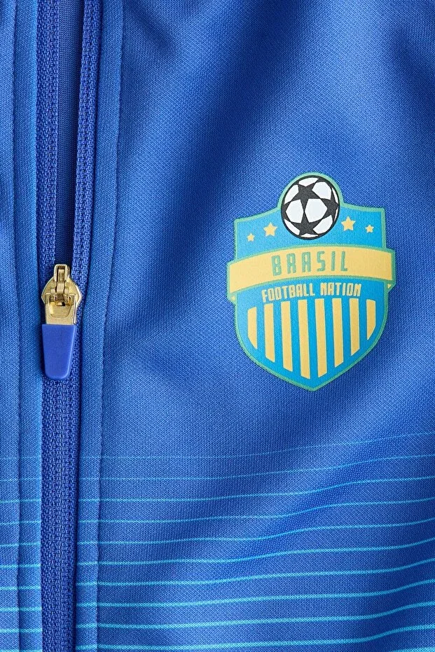 Детское худи с длинным рукавом H&M, Bright Blue/Brazil — фото 2