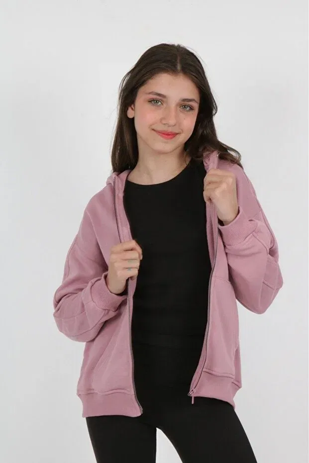Детский кардиган для девочек с капюшоном Knitted Cardigan Toontoy, Dried Rose — фото 2