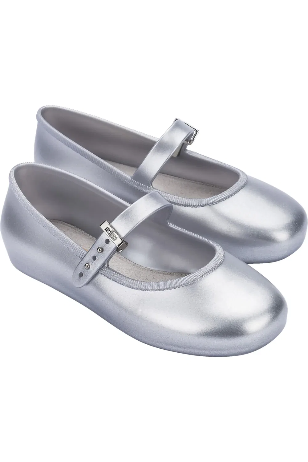 Детские балетки водонепроницаемые с регулируемым ремешком Mini Melissa, Silver