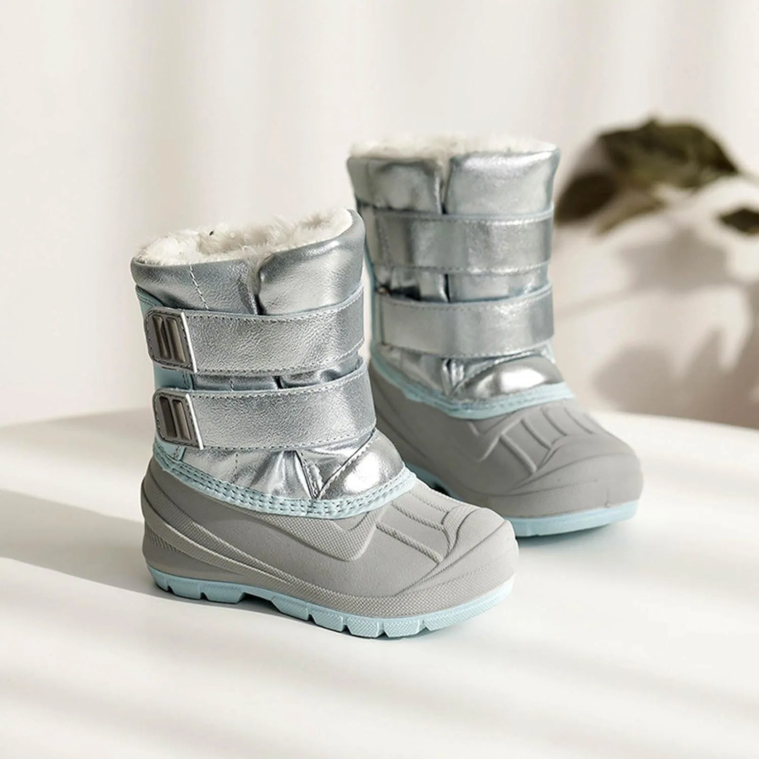 Детские зимние снежные ботинки на меху с липучкой Zzalalana, Light Blue — фото 2