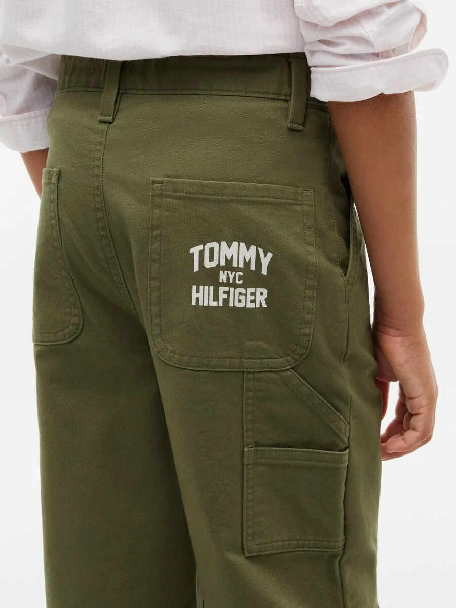 Брюки свободного кроя TOMMY HILFIGER, оливковый цвет — фото 3