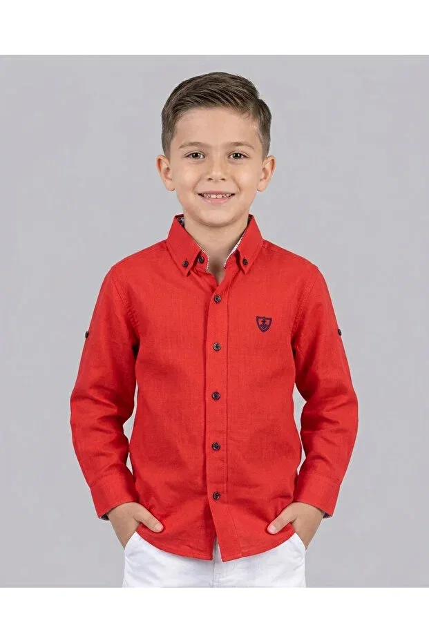 Детская рубашка для мальчиков хлопковая Sibel Günay Butik, Red