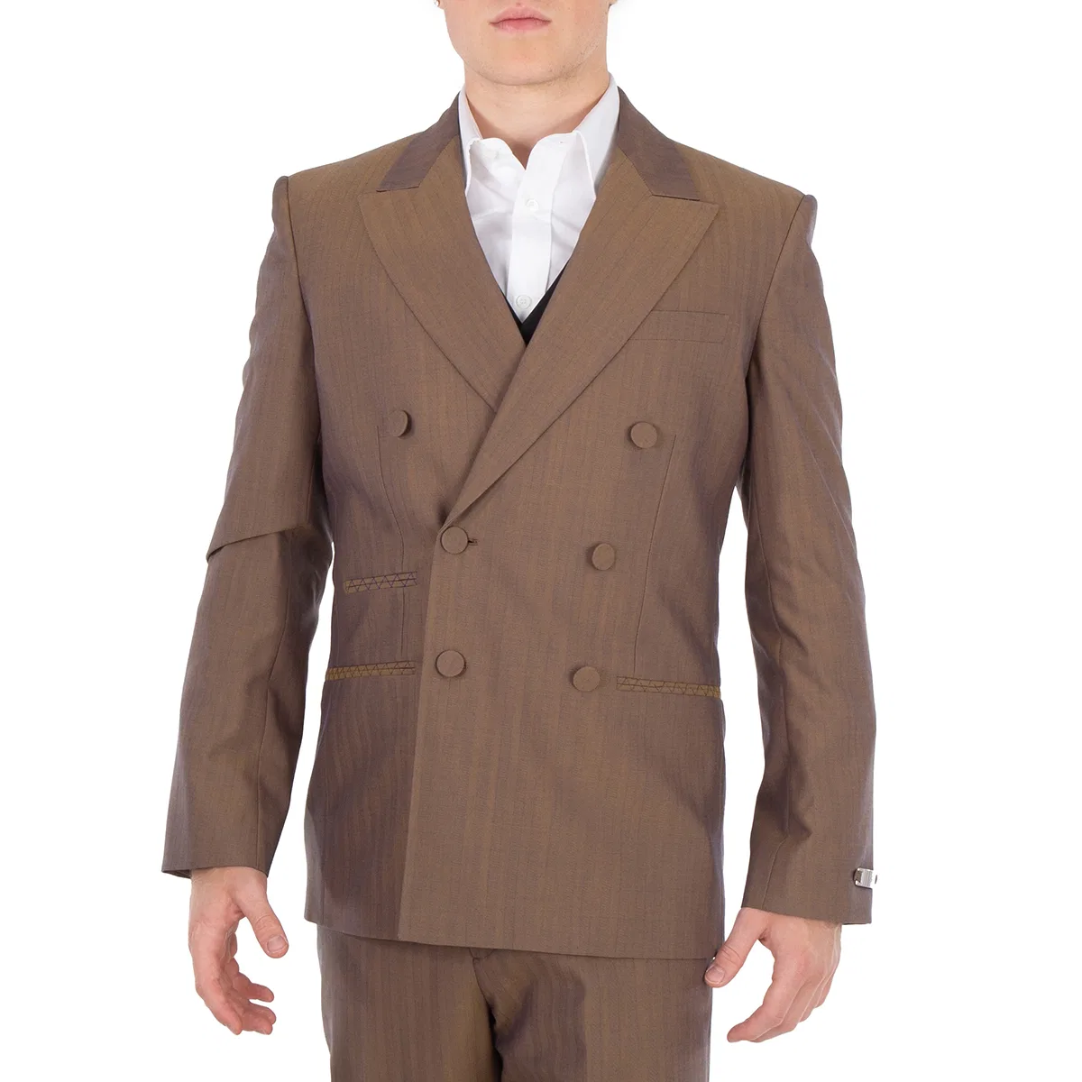 Пиджак двубортный шерстяной Herringbone Double-Breasted Wool Blazer Burberry, Tawny