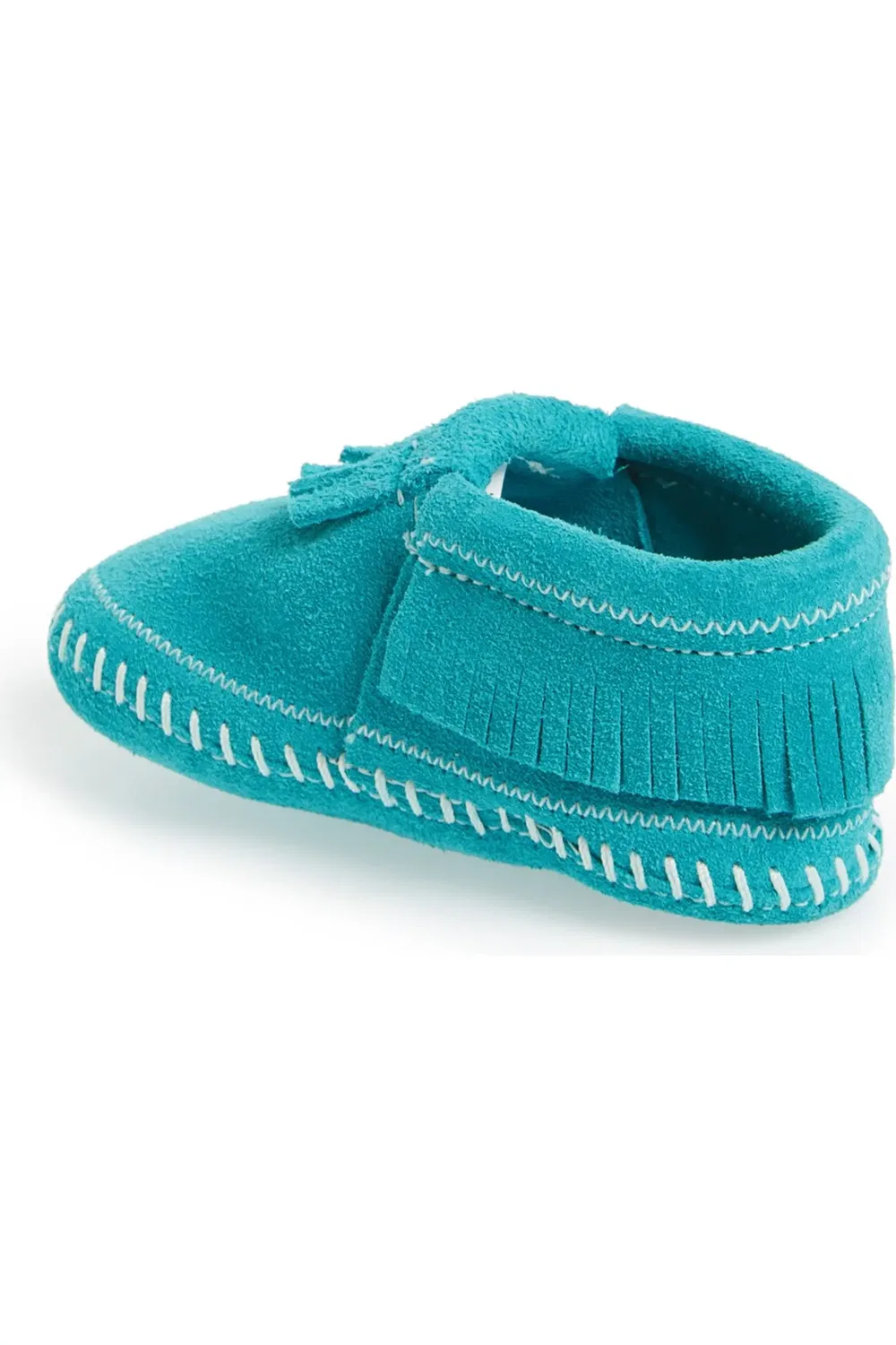 Детские ботинки мокасины с бахромой Riley Minnetonka, бирюзовый — фото 2