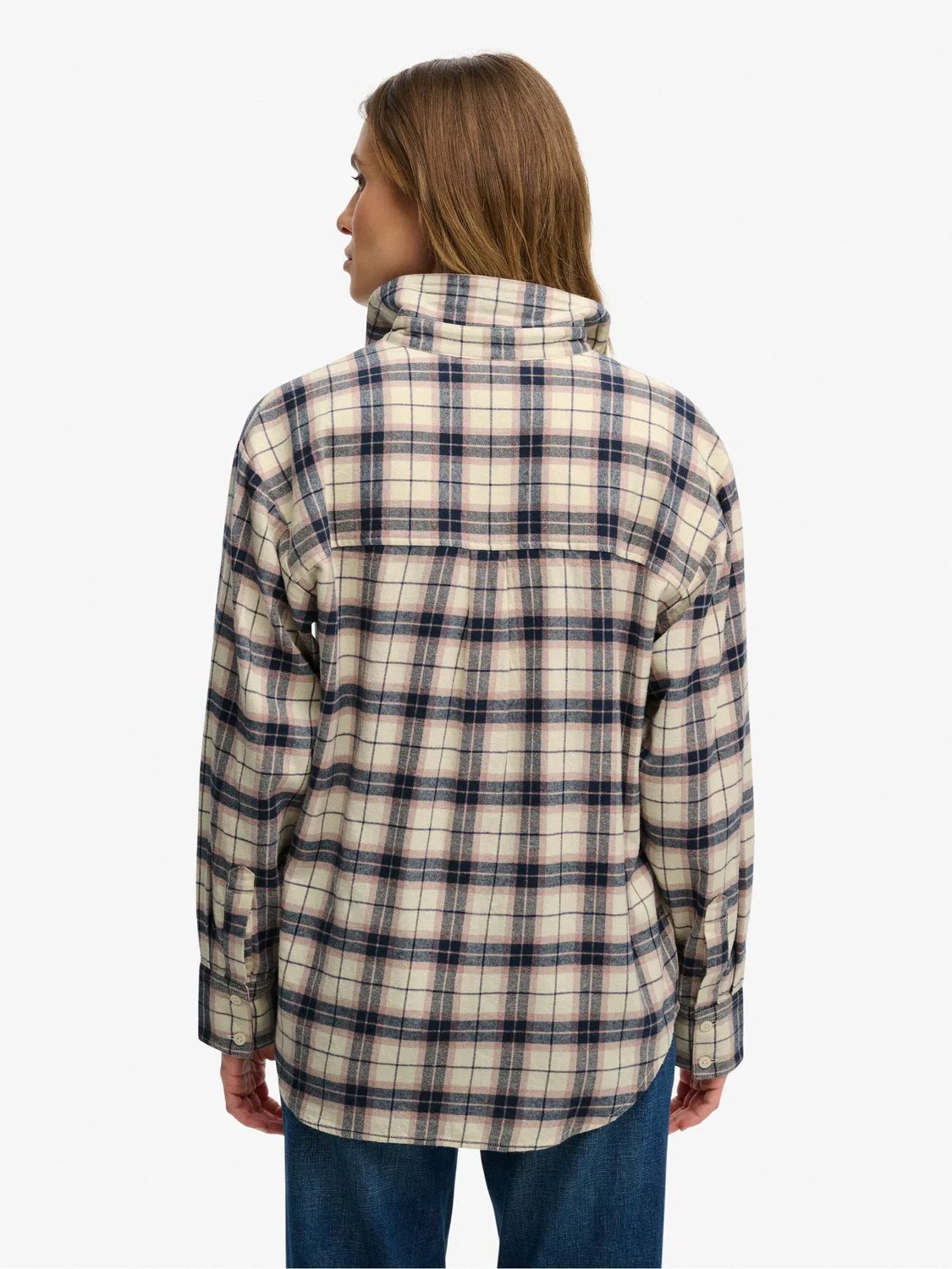 Рубашка фланелевая, клетка, Relaxed Superdry, белый — фото 4
