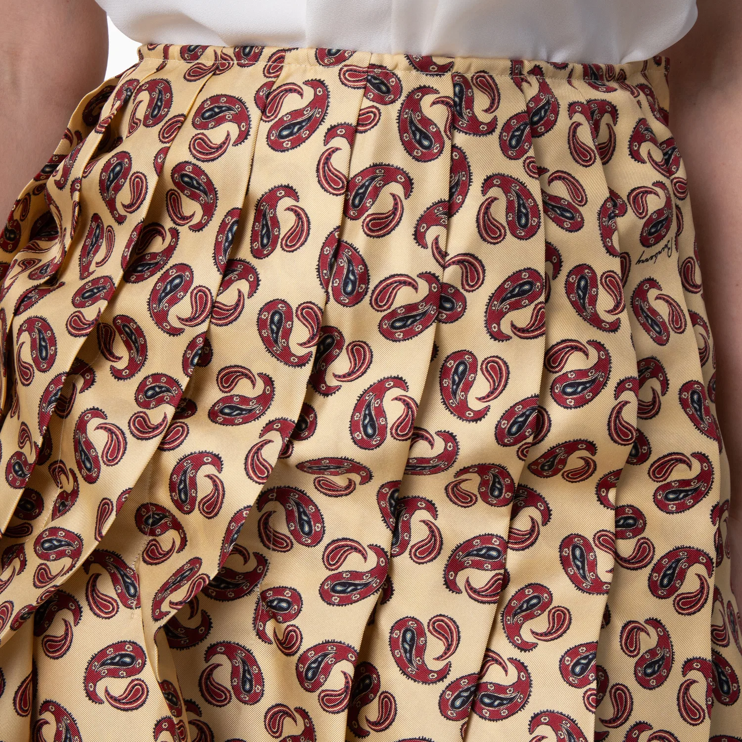 Юбка плиссированная миди с принтом Paisley Print Pleated Midi Skirt Burberry, Sandstone Ip Pattern — фото 2