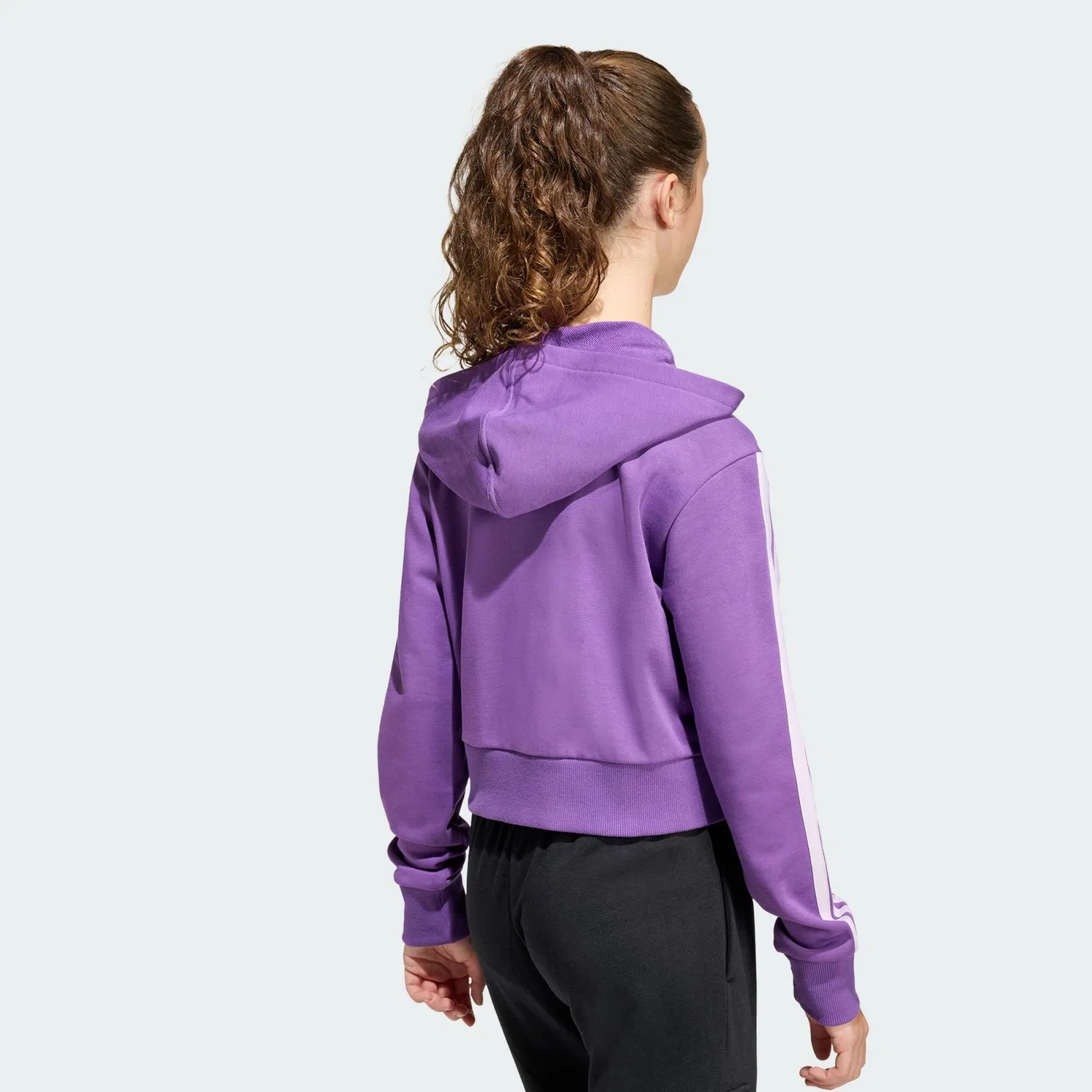 Детское укороченное худи с капюшоном Essentials Kids Adidas, Violett Hellindigo — фото 3