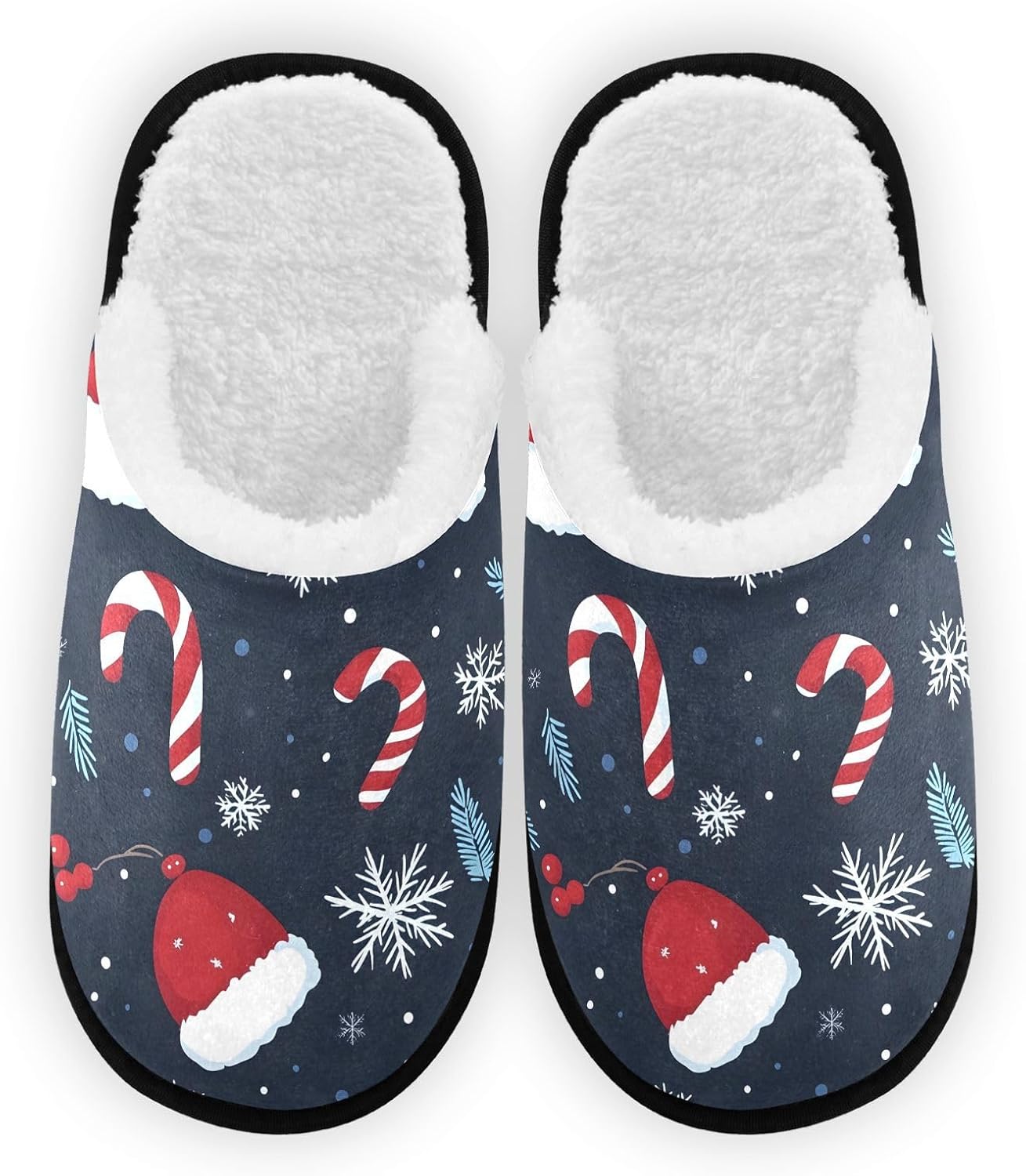 

Мягкие плюшевые тапочки FENOCHE с шляпой и рождественскими украшениями для женщин и мужчин, теплые и удобные, для путешествий и спа, тапочки для дома с противоскользящей подошвой, Multicolor