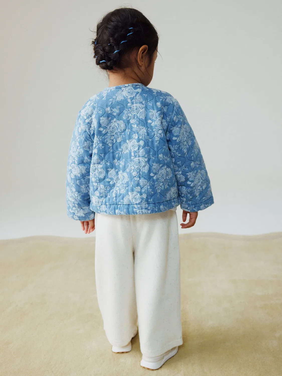 Куртка стеганая жаккардовая с цветочным рисунком, Blue Denim Next, синий — фото 3