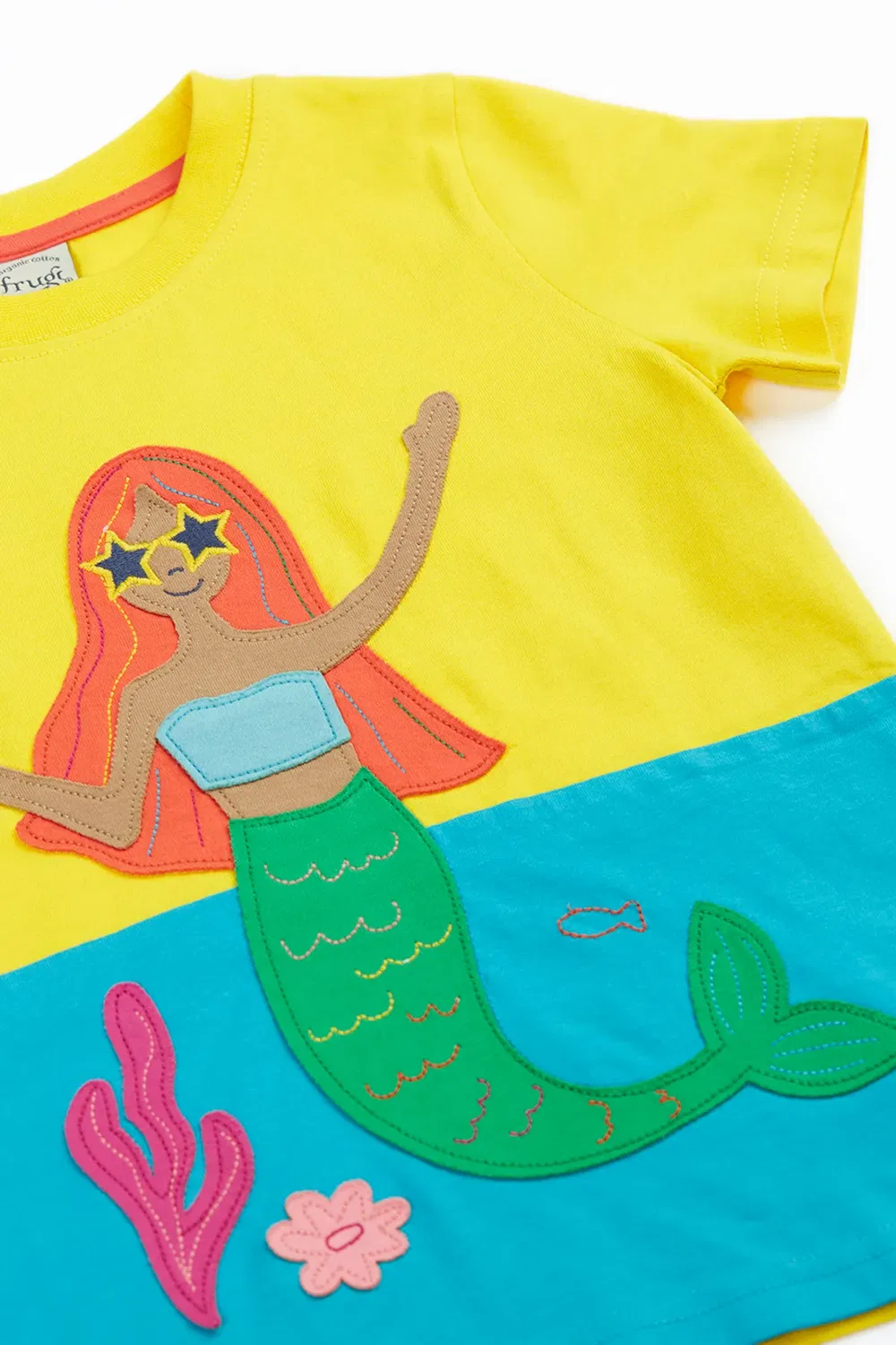 Детская футболка с панелью Poldhu Frugi, Yellow — фото 3