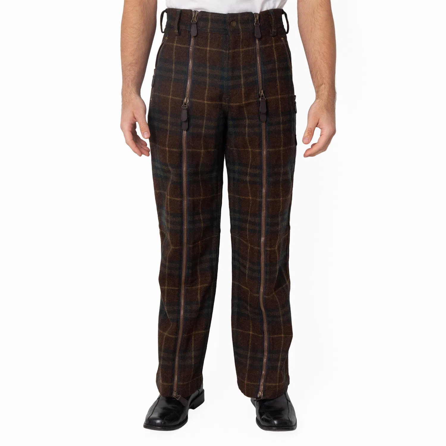 Брюки из шерсти с принтом Check Virgin Wool Zip Trousers Burberry, Tor Ip Check