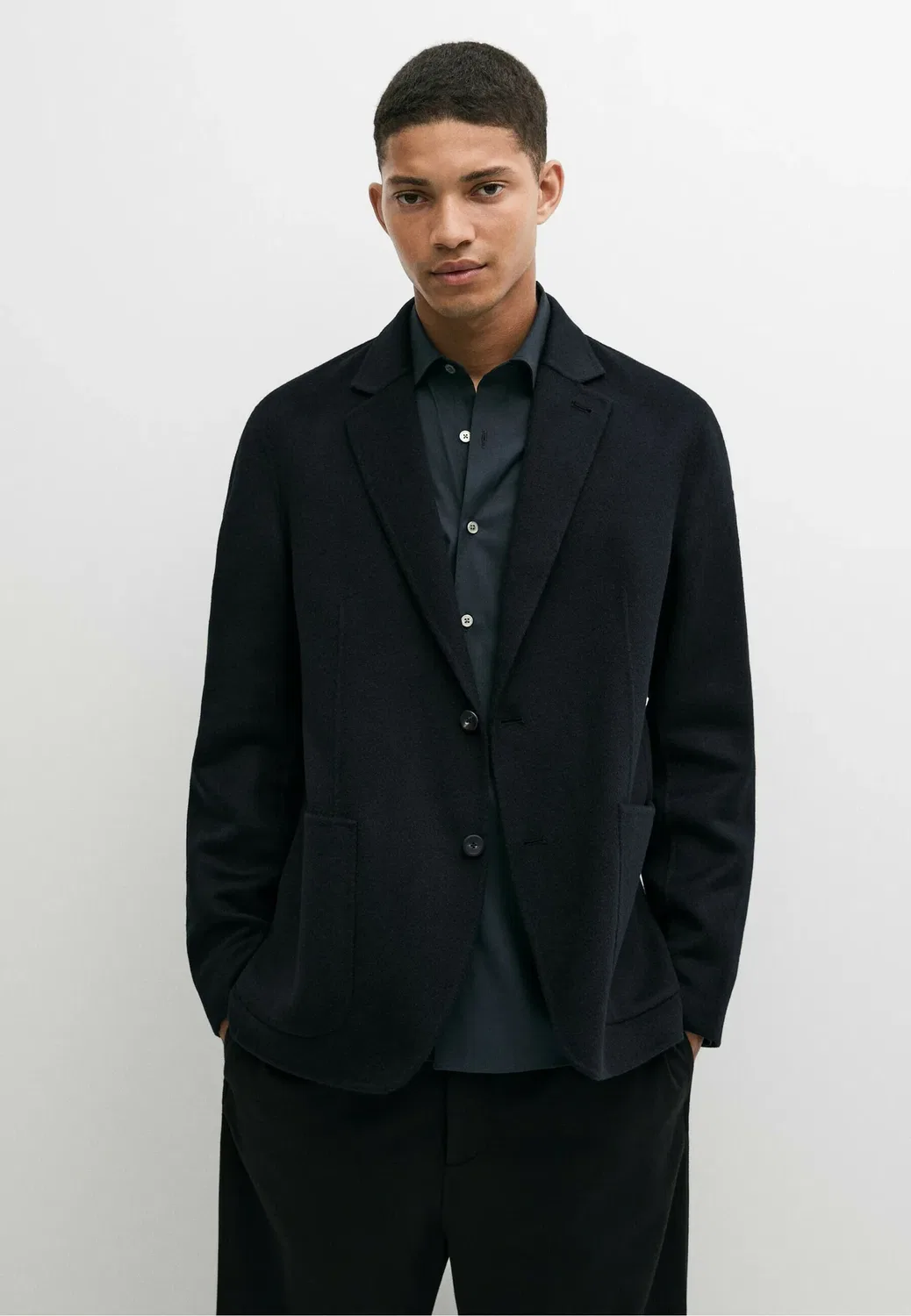 Двусторонний пиджак из шерстяной смеси - блейзер Massimo Dutti, Dark Blue