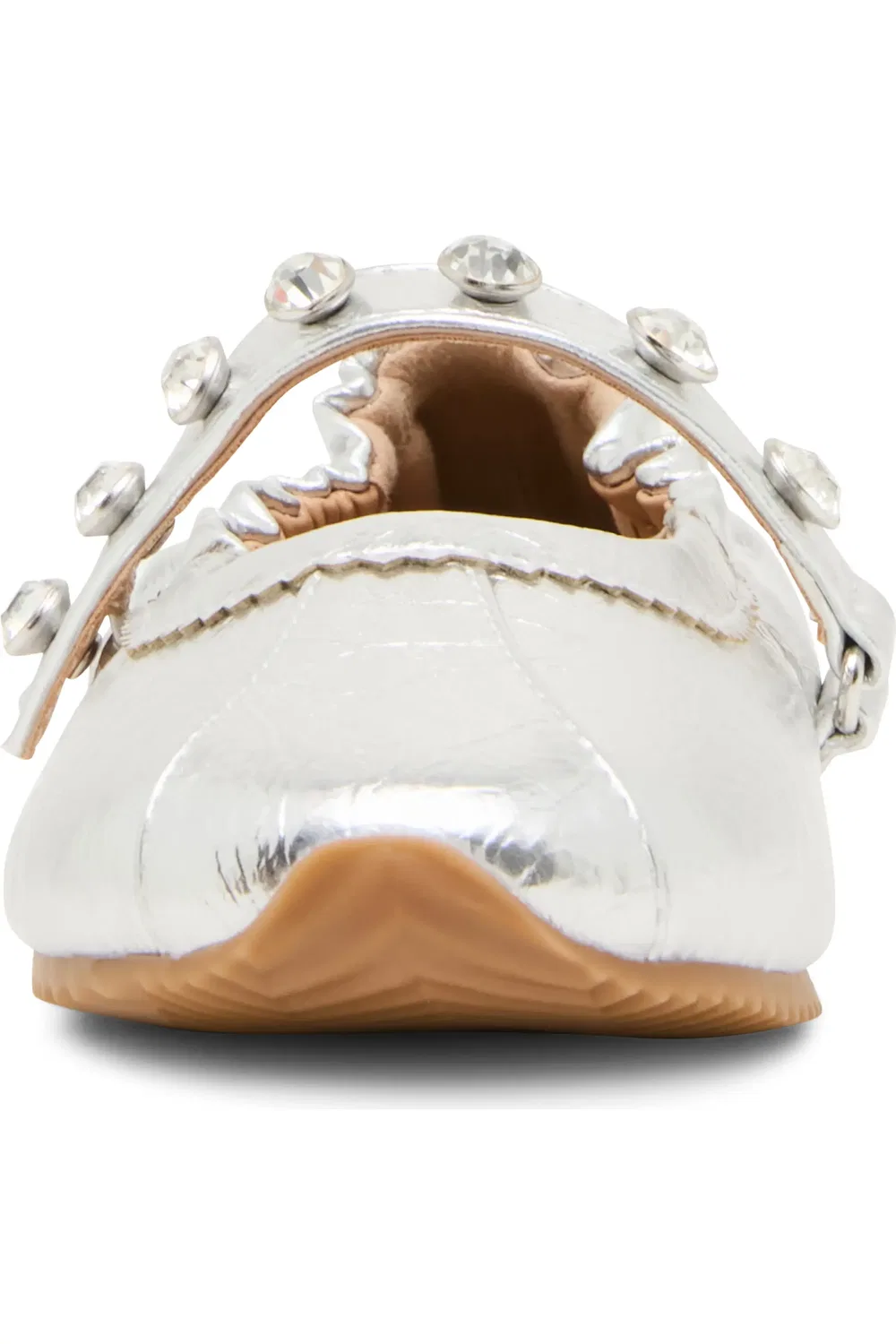 Детские балетки на плоской подошве с шипами JAnaya Steve Madden, Silver — фото 3