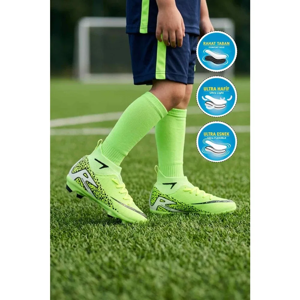 Детские футбольные бутсы с высоким голенищем Green Black 610 Süperfly F Laliga — фото 3
