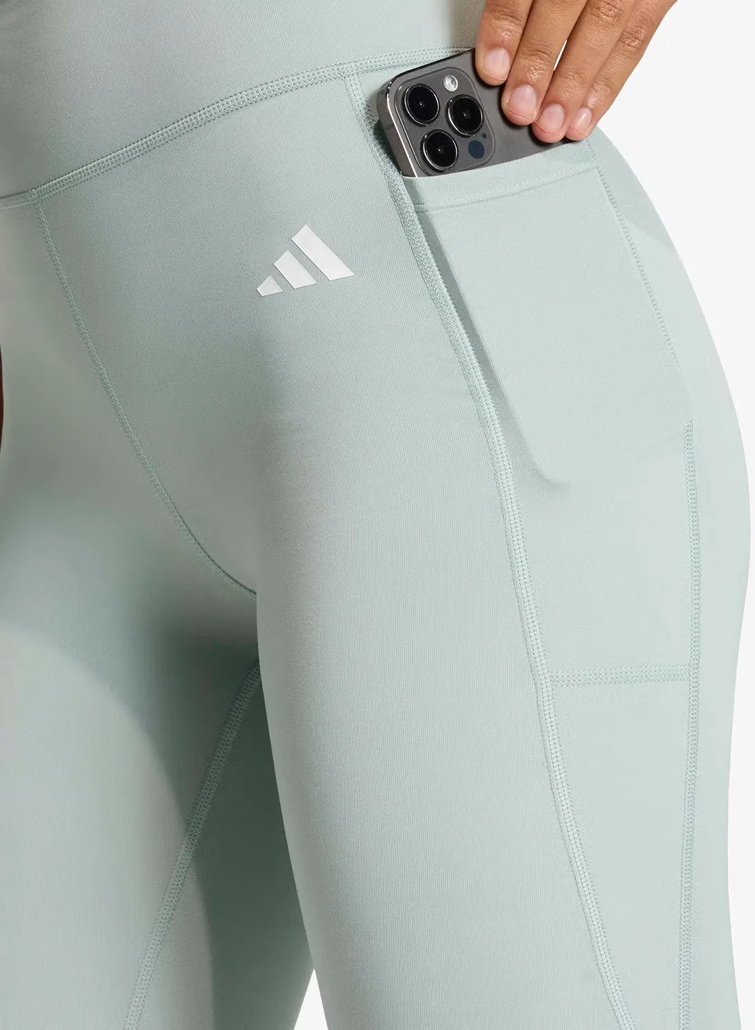 Леггинсы с завышенной посадкой Optime Essential Adidas, белый — фото 3
