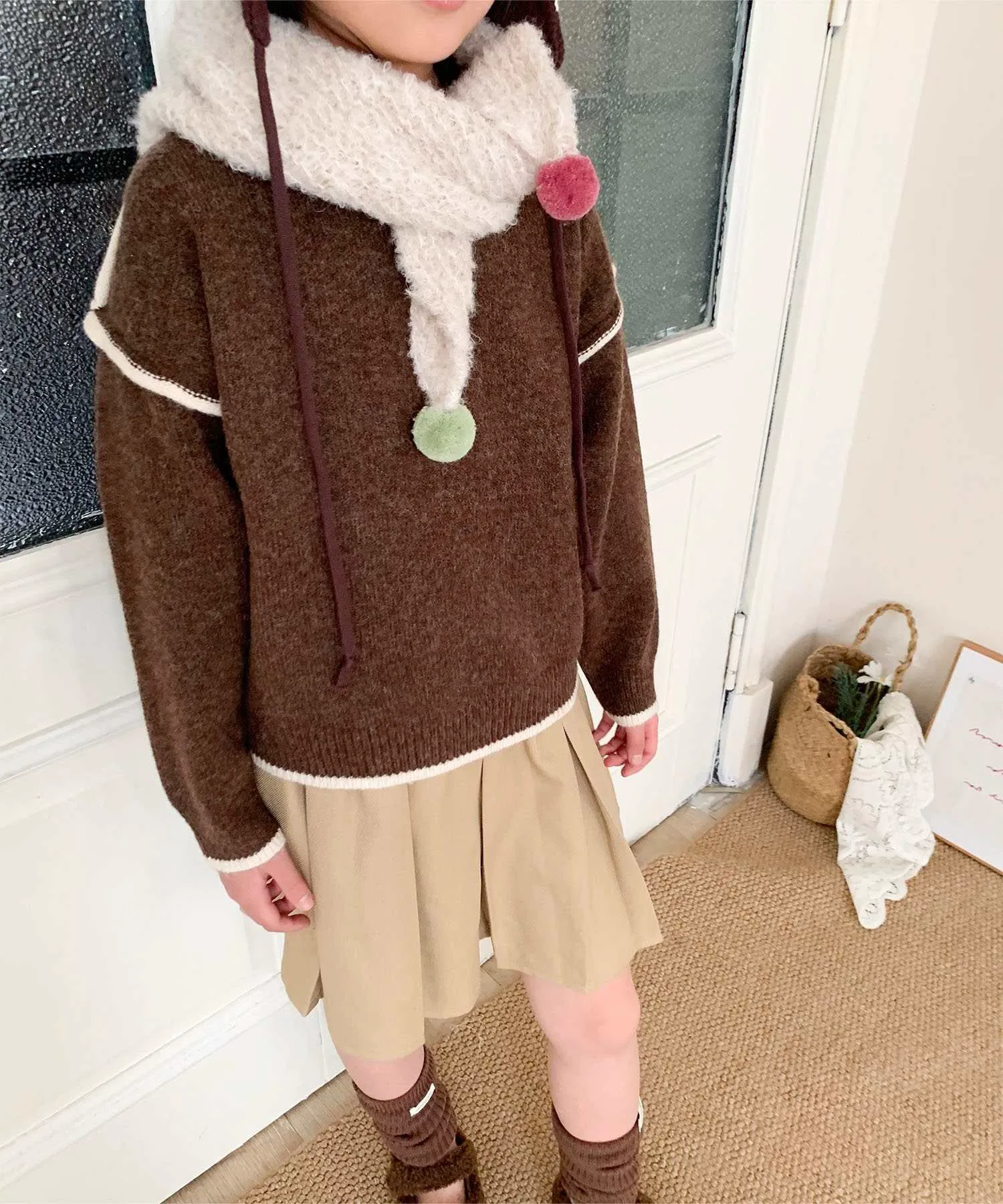 Детский мягкий вязаный пуловер из мохера Aimoha Kids, coffee — фото 3