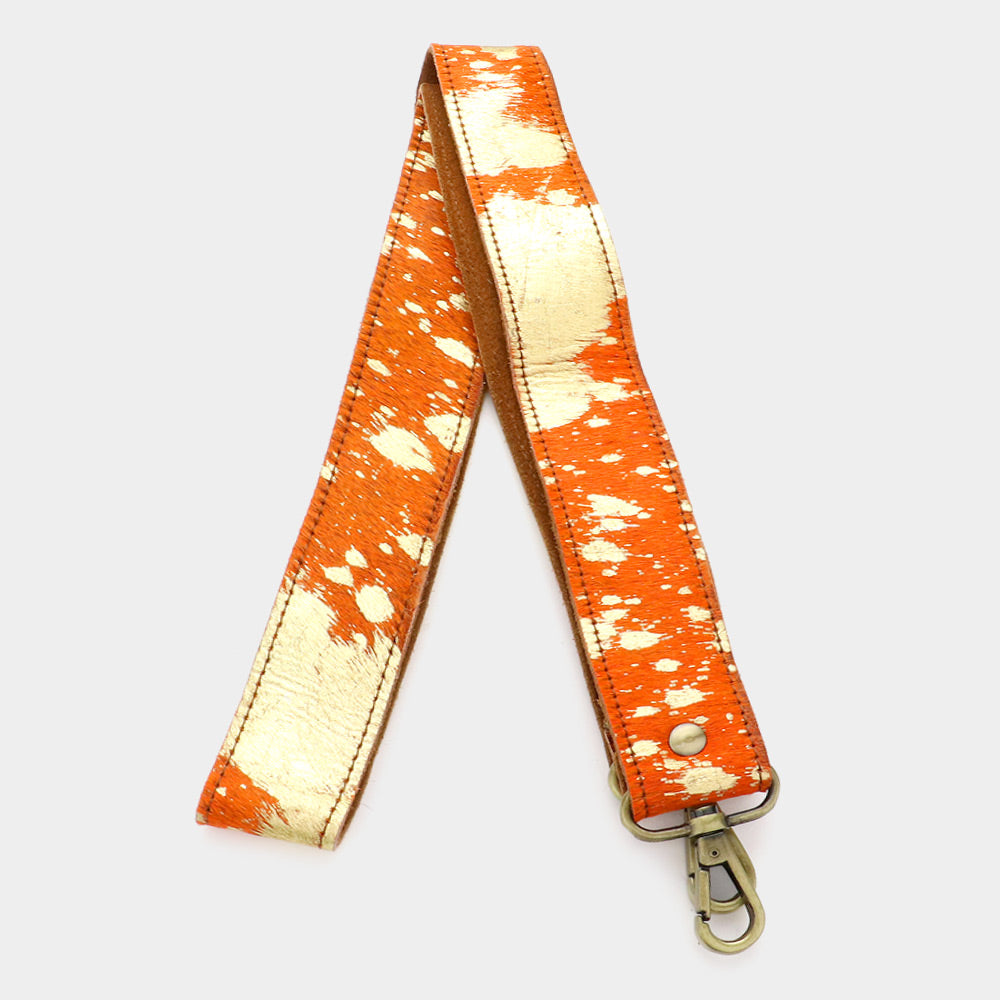 

Ремешок для сумки из натурального меха теленка с брызгами золотой краски FASHNZFAB