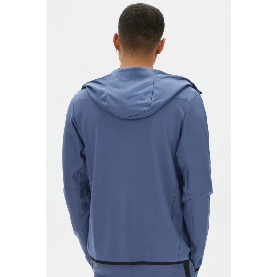 Свитшот спортивный с капюшоном и полной застежкой-молнией Nike Tech Fleece Full Zip Lightweight, Синий — фото 4