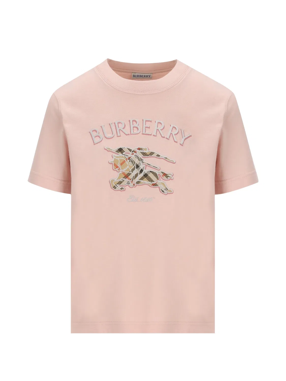 Хлопковая футболка Knight Check розовая Burberry, розовый