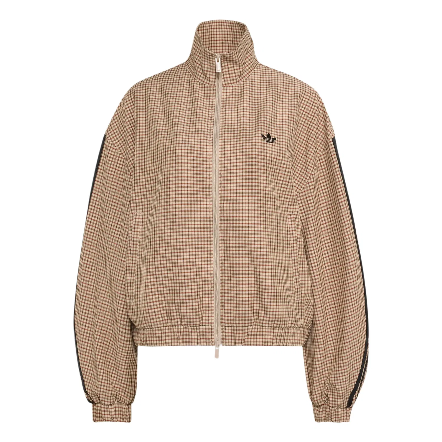Женская куртка с воротником-стойкой Adidas Originals, Flax Crystal Brown/Aurora Brown/Green/Vermilion