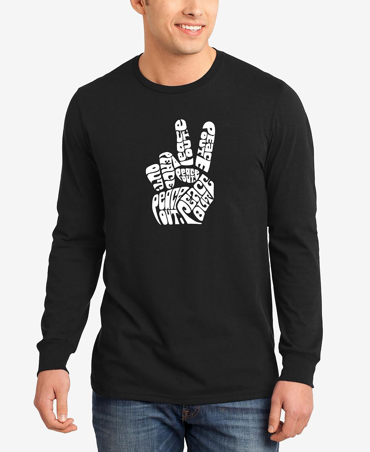 

Мужская футболка word art с длинным рукавом peace out LA Pop Art, черный