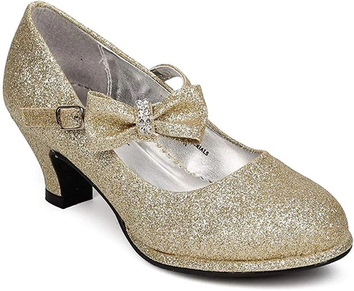 Детские туфли Мэри Джейн с бантом из лаковой кожи для девочек OLIVIA KOO, Gold Glitter