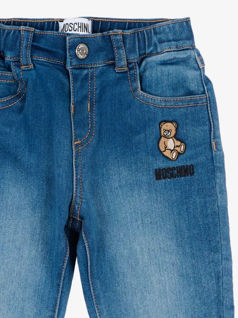 Джинсы с логотипом-нашивкой Moschino Kids, синий — фото 3
