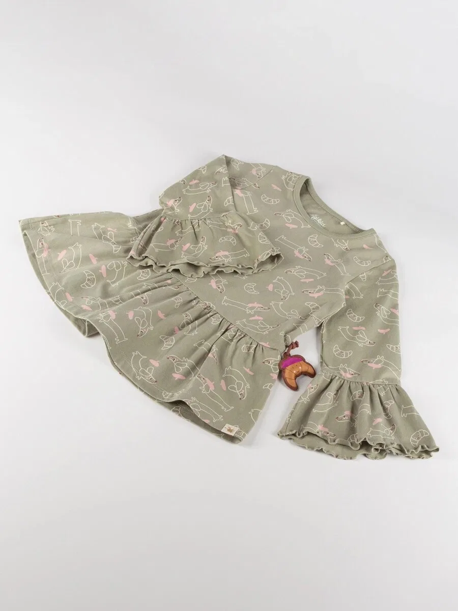 Футболка SIGIKID 'Longshirt Petit Croissant' зеленого цвета — фото 4