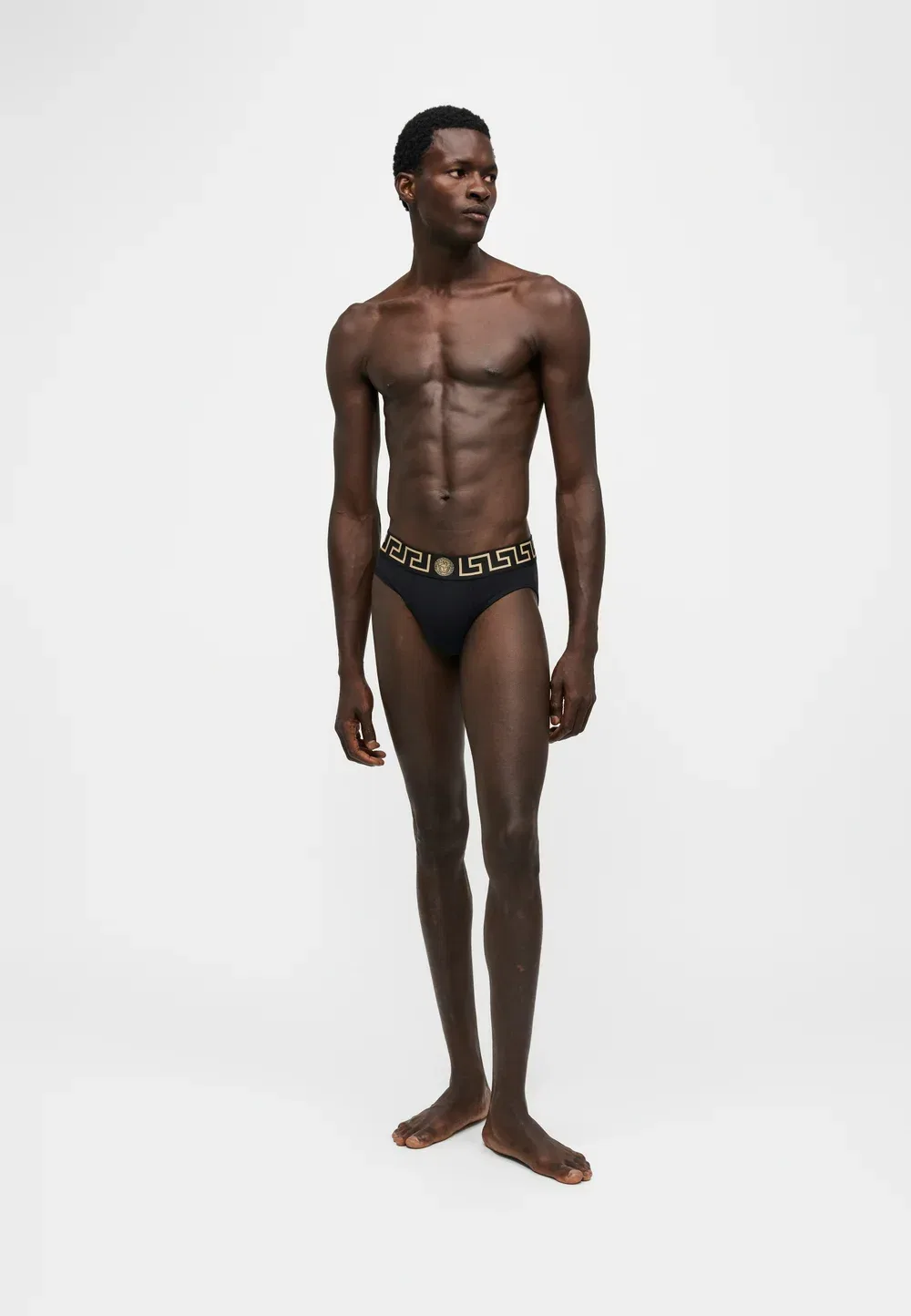 Комплект из двух трусов с логотипом Топики Versace, Black/Gold-Coloured