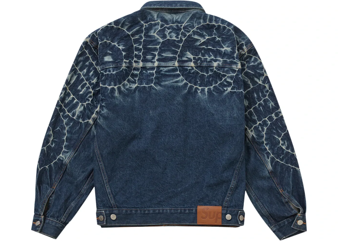 Мужская джинсовая куртка с принтом Supreme Shibori Denim Trucker Jacket, Rigid Indigo — фото 2
