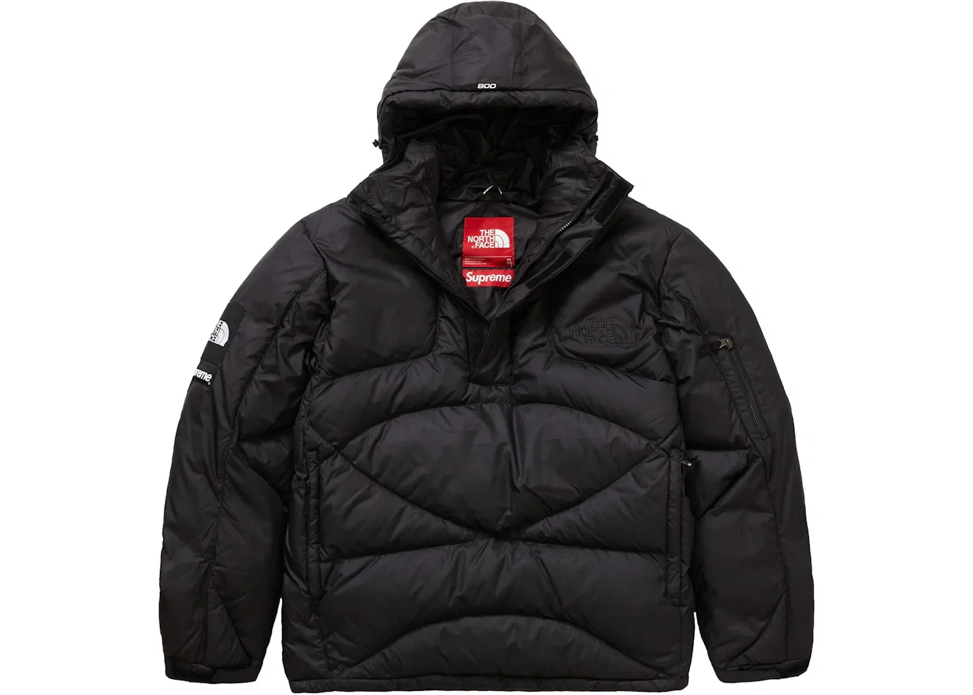 Мужской пуловер с капюшоном на молнии с утеплителем Supreme The North Face, Black — фото 2