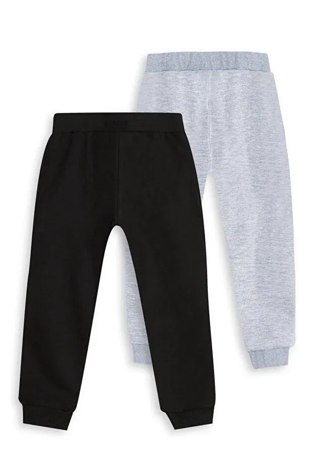 Детские спортивные штаны для мальчиков с манжетами Basics Denokids, Black, Gray Melange — фото 2