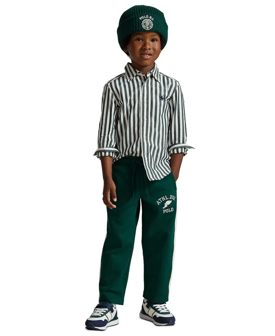Детская рубашка из хлопкового поплина с длинным рукавом Polo Ralph Lauren, #241C Green White — фото 2