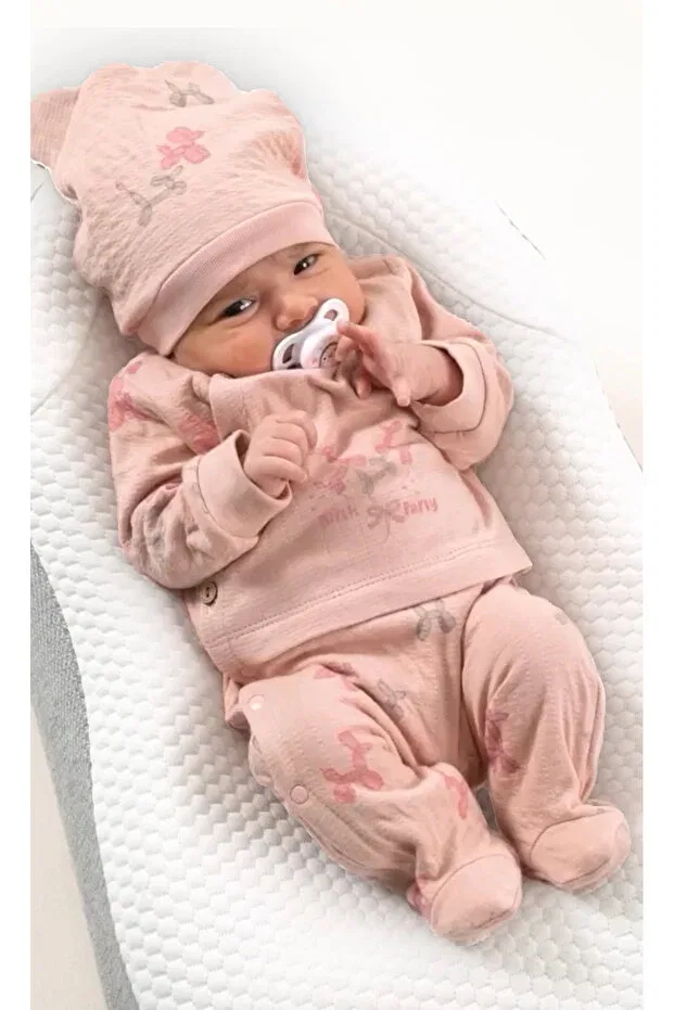 Детский комбинезон для девочек хлопковый 100% Organic Birth Party Balloon Baby Girl Buttoned Side Open Kidsella, Pink