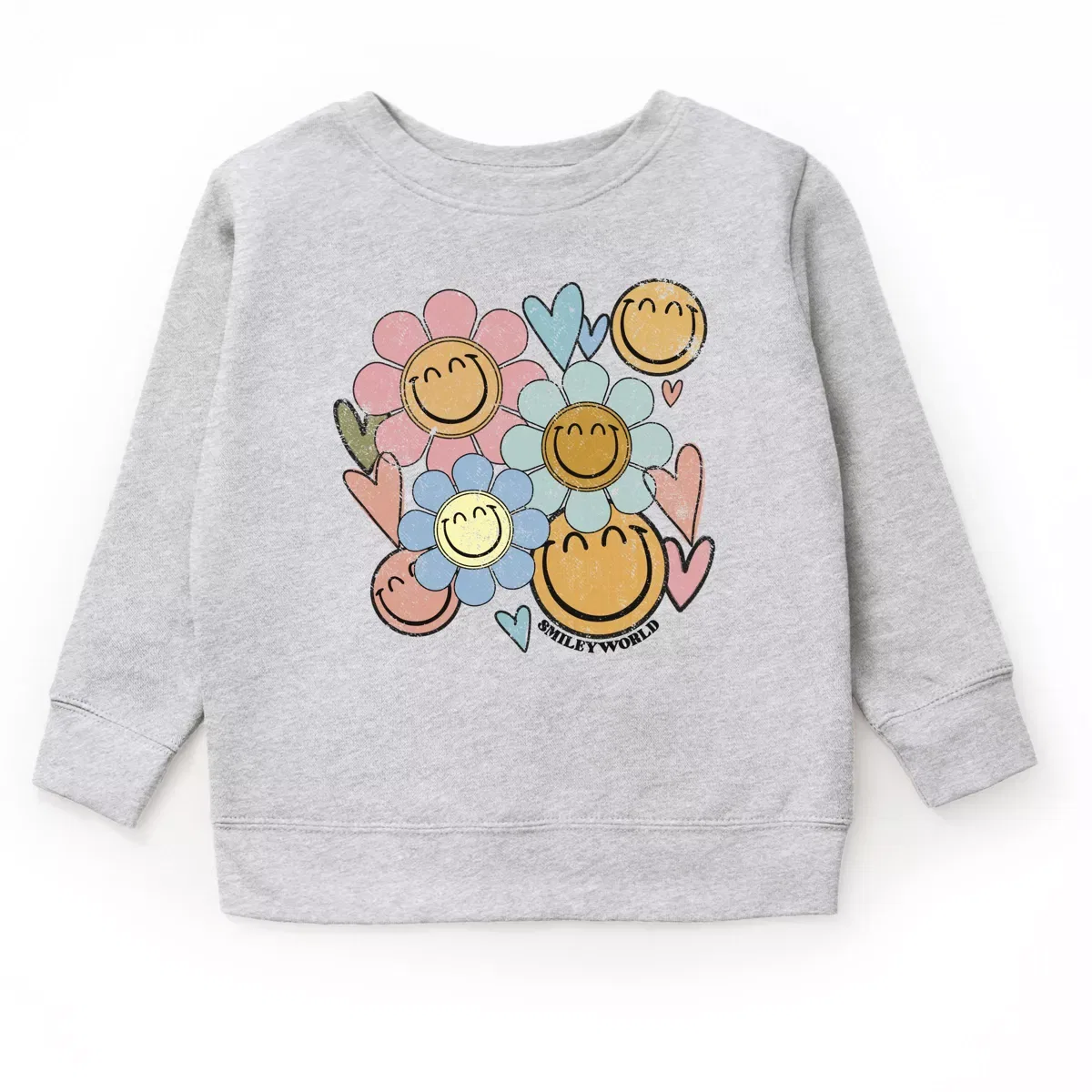 Детский свитшот с принтом SmileyWorld Flower Smiley Face The Juniper Shop, Heather Grey