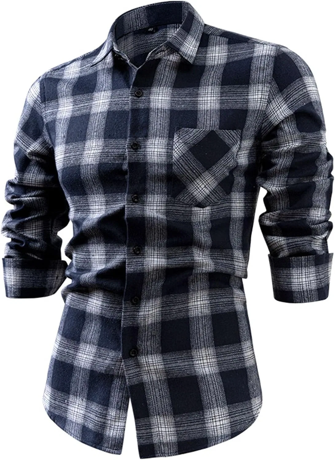 Мужская рубашка с длинным рукавом, Slim Fit, тёмно-синий